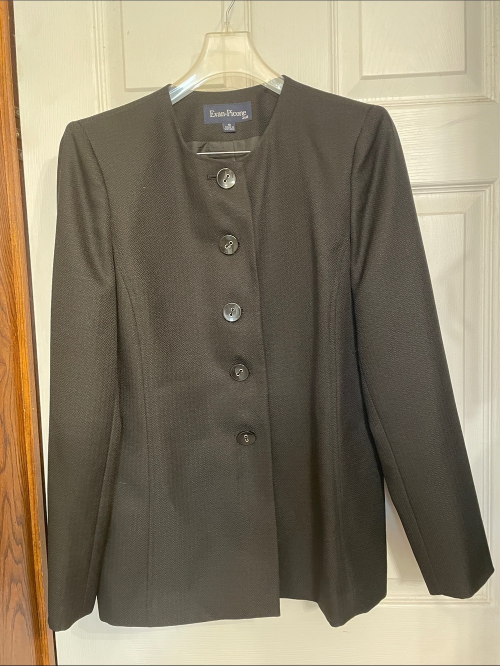Evan Picone Black Women's Two-Piece Pant Suit with Button Jacket - Picture 2 of 6